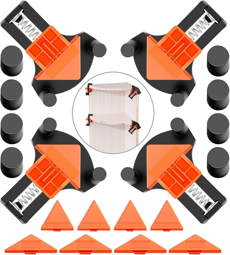 NAYE 60/90/120 Degree Multi Corner Clamps for Woodworking Set of 4,Adjustable Spring Loaded Right Angle Clamp Woodworking Tools,Carson Clamp for Carpentry,Frame Cabinet Wood Tools Accessories,Gifts for Men - Image 1